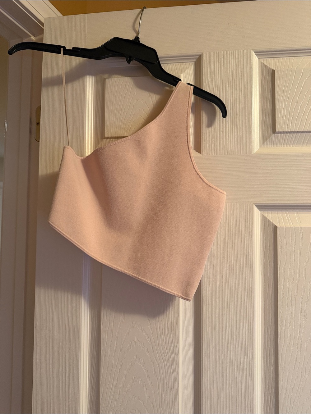 One-Shoulder Nude Crop Top